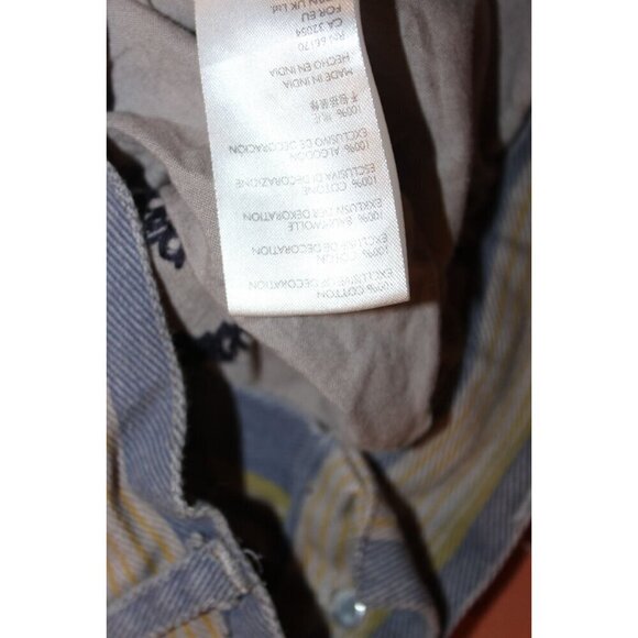 Urban Outfitters Kimichi Blue Striped Emboidered Pleasted Cropped Jeans size 8 - Picture 9 of 12